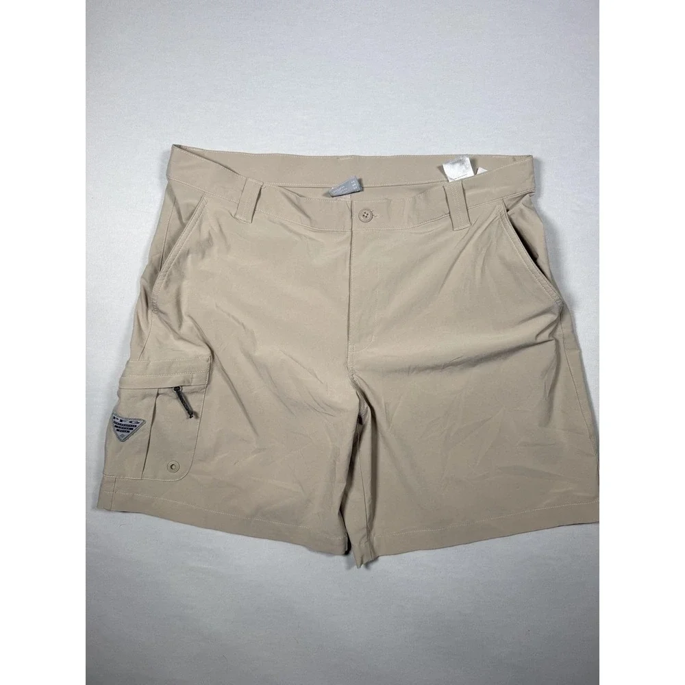 Columbia PFG Shorts Mens 38 Beige Cargo Fishing Stretch Lined Outdoor Summer